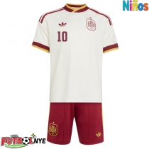 Camiseta España Dani Olmo #10 Visitante Equipación para niños Mundial 2026 manga corta (+ pantalones cortos)